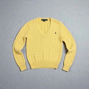 Polo by Ralph Lauren Women's V-Neck Yellow Sweater